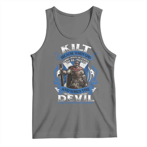 Kilt Because When God Looks Down He Knows To Be Proud And When The Devil Looks Up He Knows To Be Afraid Tank Top TS11 Black Heather Print Your Wear