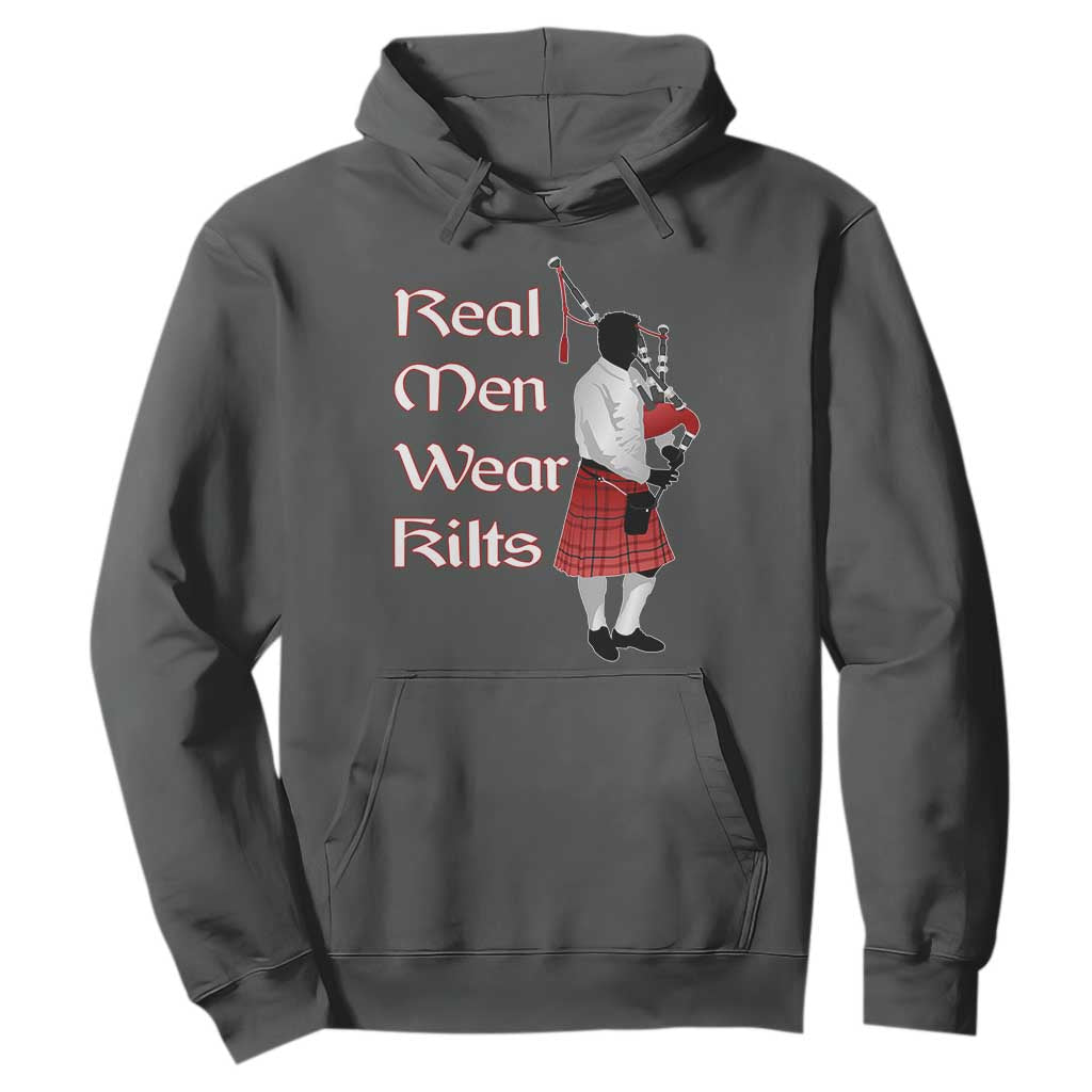 Funny Scottish Pride Hoodie Real Men Wear Kits Tartan Bagpipe TS11 Dark Heather Print Your Wear