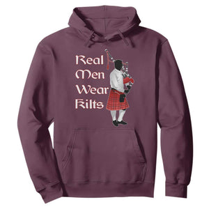 Funny Scottish Pride Hoodie Real Men Wear Kits Tartan Bagpipe TS11 Maroon Print Your Wear