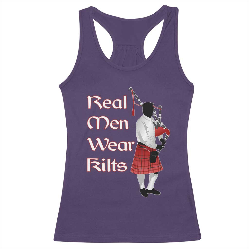 Funny Scottish Pride Racerback Tank Top Real Men Wear Kits Tartan Bagpipe TS11 Purple Print Your Wear