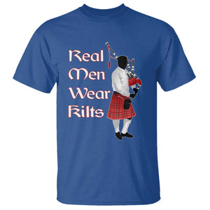 Funny Scottish Pride T Shirt Real Men Wear Kits Tartan Bagpipe TS11 Royal Blue Print Your Wear