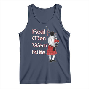 Funny Scottish Pride Tank Top Real Men Wear Kits Tartan Bagpipe TS11 Navy Print Your Wear
