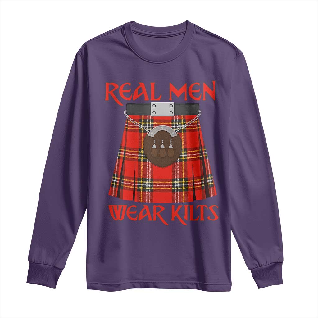 Funny Real Men Wear Kilts Long Sleeve Shirt Scottish Pride TS11 Purple Print Your Wear