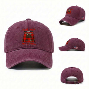 Funny Real Men Wear Kilts Washed Cotton Baseball Cap Scottish Pride TS11 Washed Cap Universal Fit Burgundy Print Your Wear