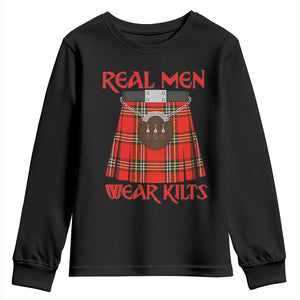 Funny Real Men Wear Kilts Youth Sweatshirt Scottish Pride TS11 Black Print Your Wear