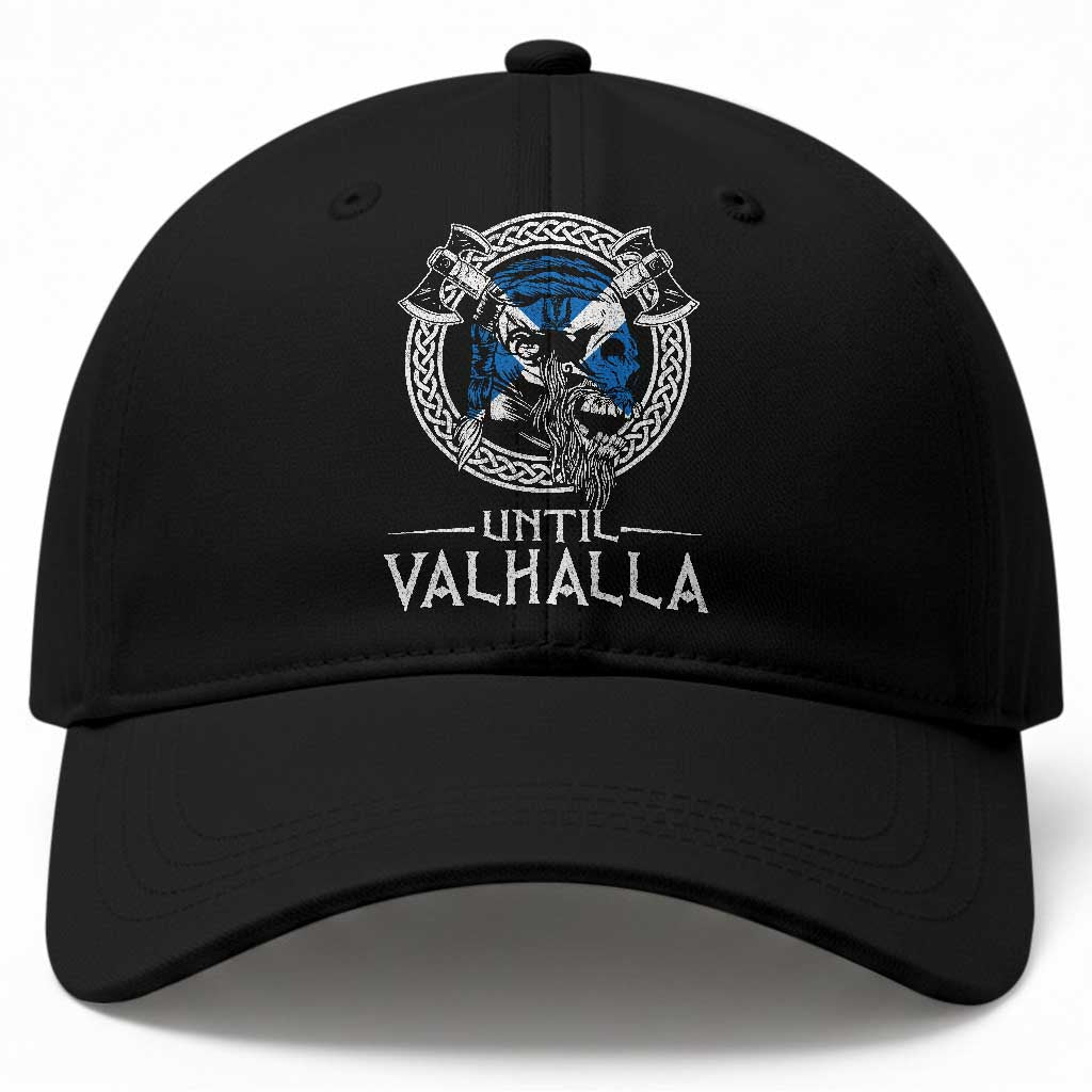 Funny Scottish Viking Baseball Cap Until Valhalla Vintage Scottish Flag Skull TS11 Print Your Wear