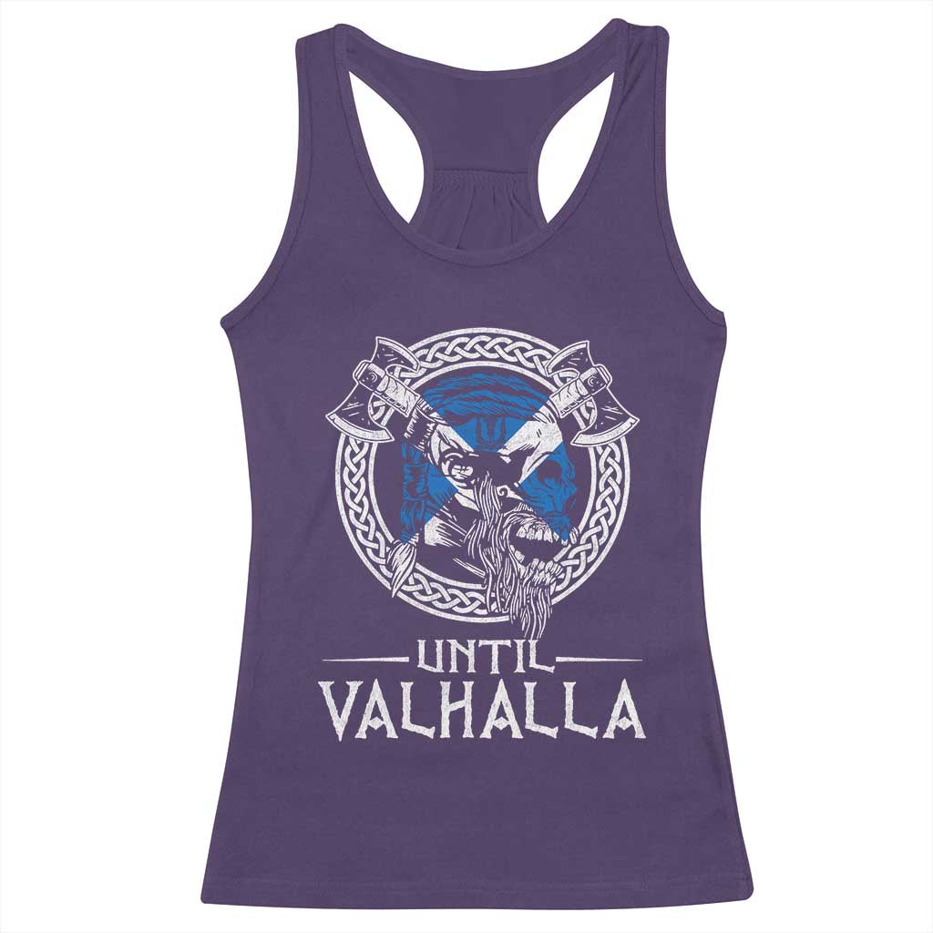 Funny Scottish Viking Racerback Tank Top Until Valhalla Vintage Scottish Flag Skull TS11 Purple Print Your Wear