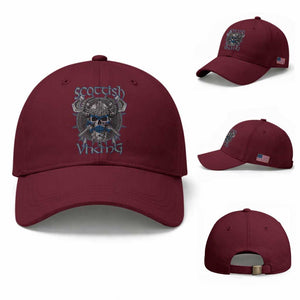 Scottish Viking Axes Celtic Knot Baseball Cap Scottish Flag TS11 Baseball Cap Universal Fit Maroon Print Your Wear