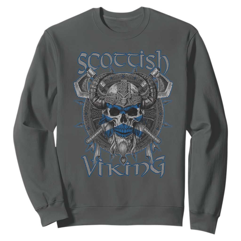 Scottish Viking Axes Celtic Knot Sweatshirt Scottish Flag TS11 Dark Heather Print Your Wear
