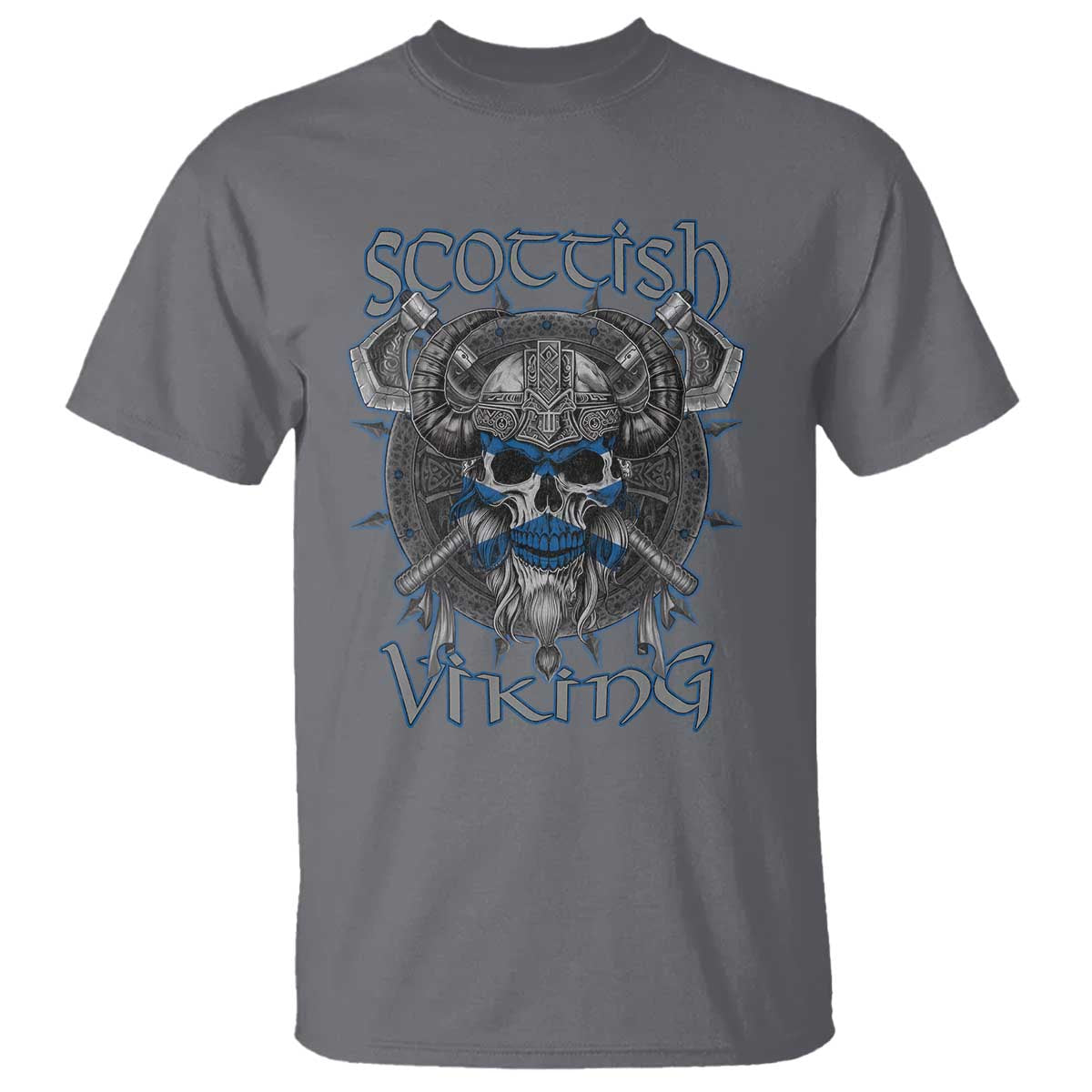 Scottish Viking Axes Celtic Knot T Shirt Scottish Flag TS11 Charcoal Print Your Wear