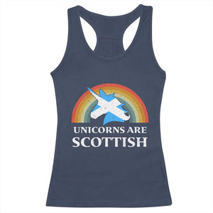 Funny Scotland Pride Unicorn Racerback Tank Top Unicorns Are Scottish Rainbow TS11 Navy Print Your Wear