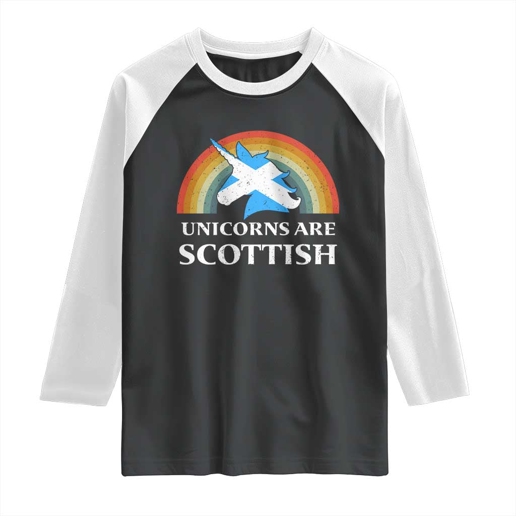 Funny Scotland Pride Unicorn Raglan Shirt Unicorns Are Scottish Rainbow TS11 Black White Print Your Wear