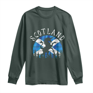 Funny Scotland Unicorn Scottish Flag Saltire Long Sleeve Shirt TS11 Dark Forest Green Print Your Wear