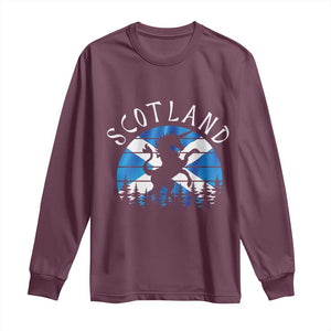 Funny Scotland Unicorn Scottish Flag Saltire Long Sleeve Shirt TS11 Maroon Print Your Wear