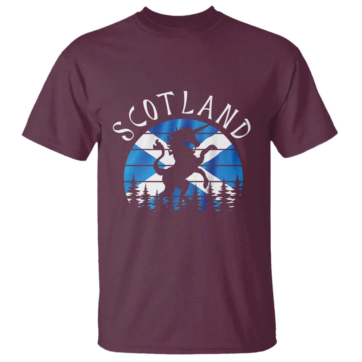 Funny Scotland Unicorn Scottish Flag Saltire T Shirt TS11 Maroon Print Your Wear
