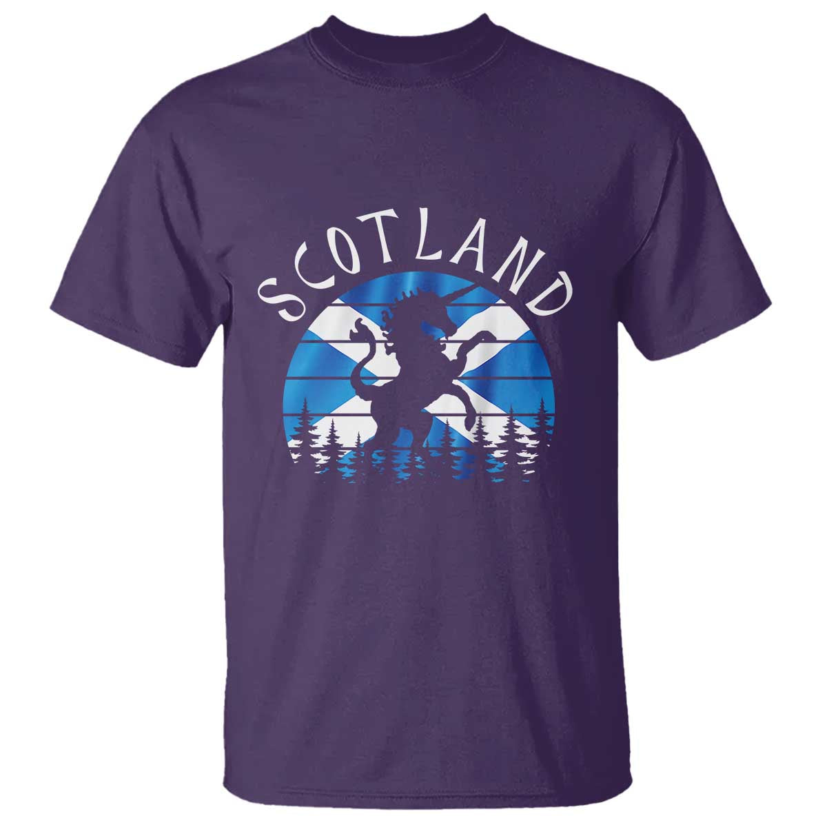 Funny Scotland Unicorn Scottish Flag Saltire T Shirt TS11 Purple Print Your Wear