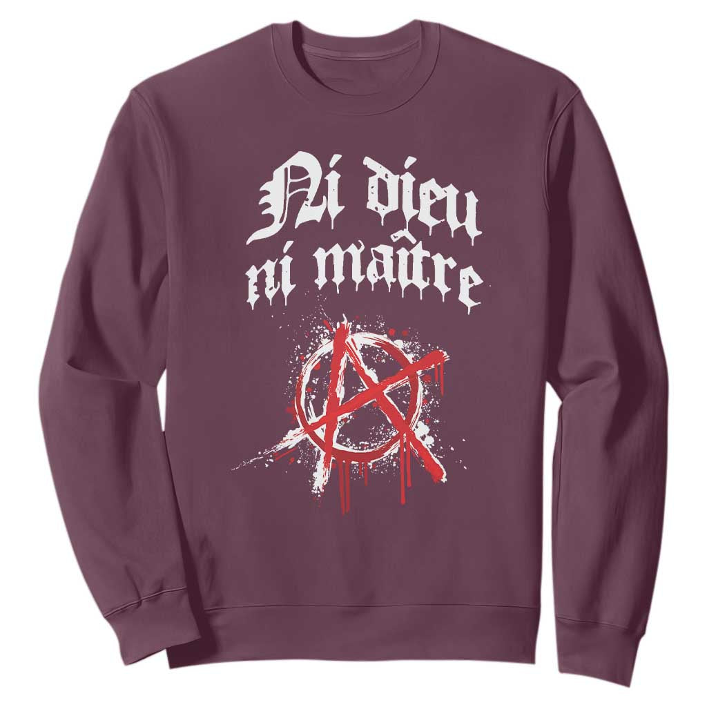 Ni Dieu Ni Maitre No God No Masters Sweatshirt Anarchy Symbol TS11 Maroon Print Your Wear