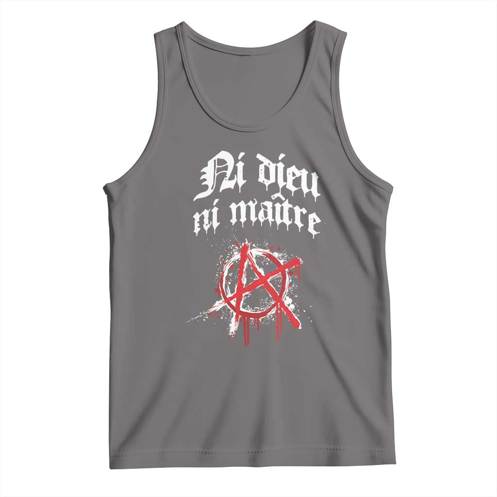 Ni Dieu Ni Maitre No God No Masters Tank Top Anarchy Symbol TS11 Deep Heather Print Your Wear