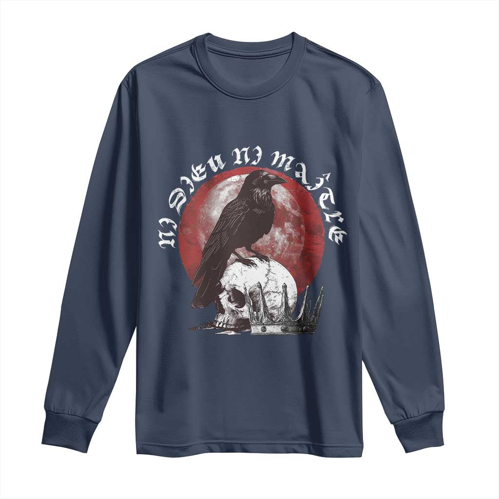 Ni Dieu Ni Maitre No God No Masters Long Sleeve Shirt Raven Skull TS11 Navy Print Your Wear