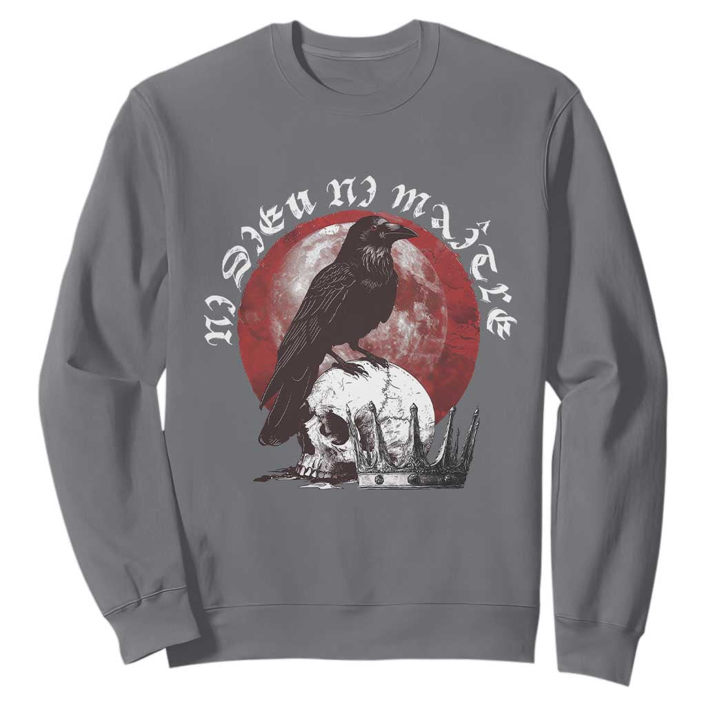 Ni Dieu Ni Maitre No God No Masters Sweatshirt Raven Skull TS11 Charcoal Print Your Wear