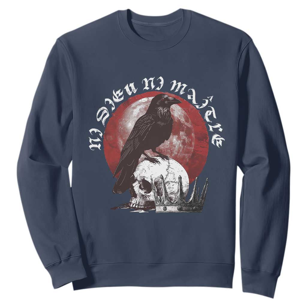 Ni Dieu Ni Maitre No God No Masters Sweatshirt Raven Skull TS11 Navy Print Your Wear