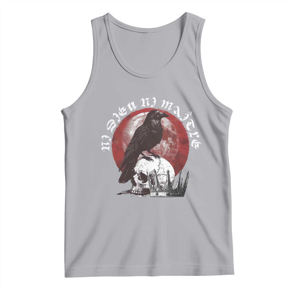 Ni Dieu Ni Maitre No God No Masters Tank Top Raven Skull TS11 Athletic Heather Print Your Wear