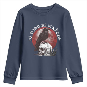 Ni Dieu Ni Maitre No God No Masters Youth Sweatshirt Raven Skull TS11 Navy Print Your Wear