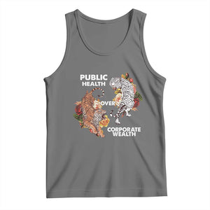 Public Health Over Corporate Wealth Tank Top Social Justice Tiger TS11 Black Heather Print Your Wear