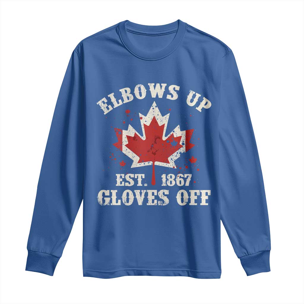 Elbows Up Canada EST 1867 Long Sleeve Shirt Proud Canadian Maple Leaf TS11 Royal Blue Print Your Wear