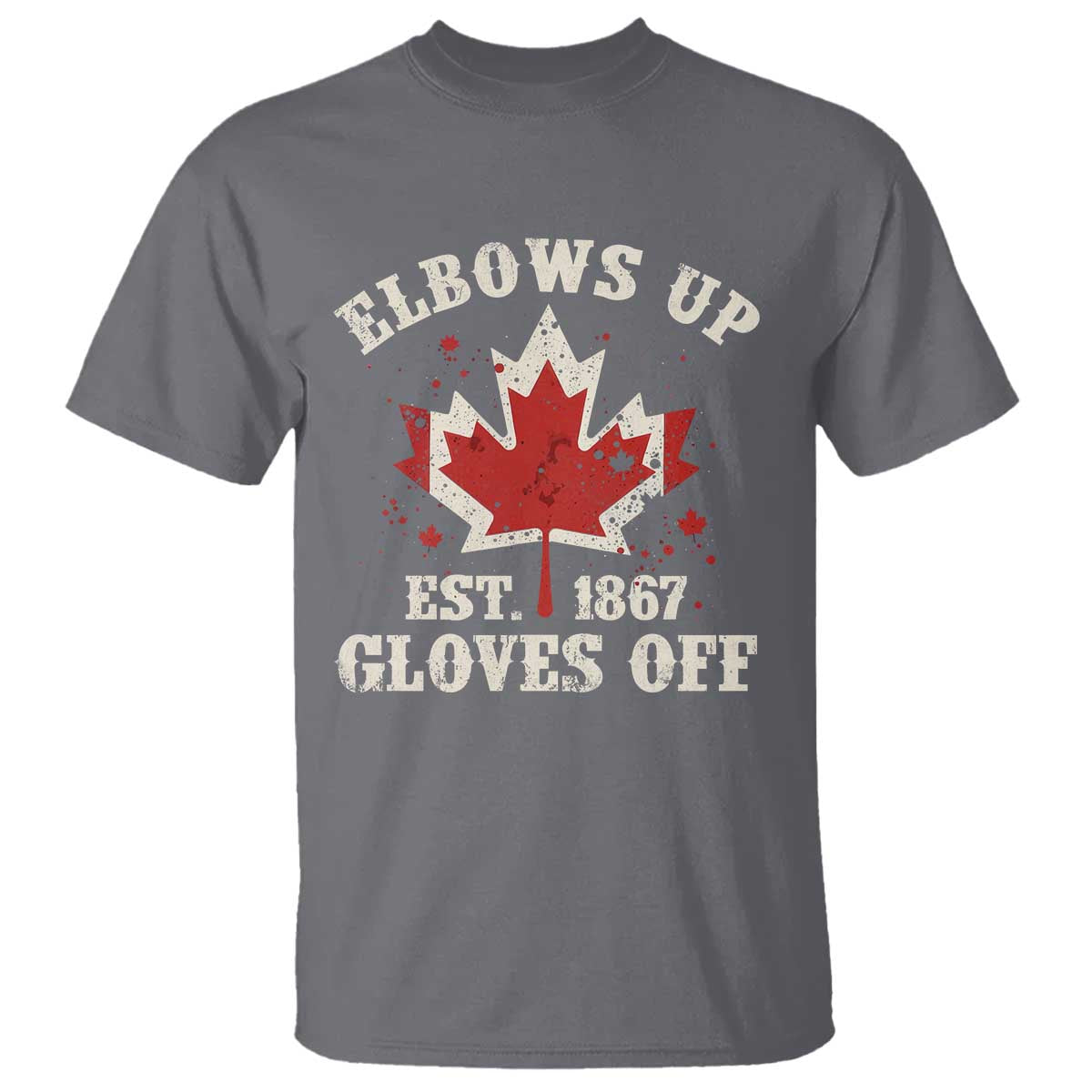 Elbows Up Canada EST 1867 T Shirt Proud Canadian Maple Leaf TS11 Charcoal Print Your Wear