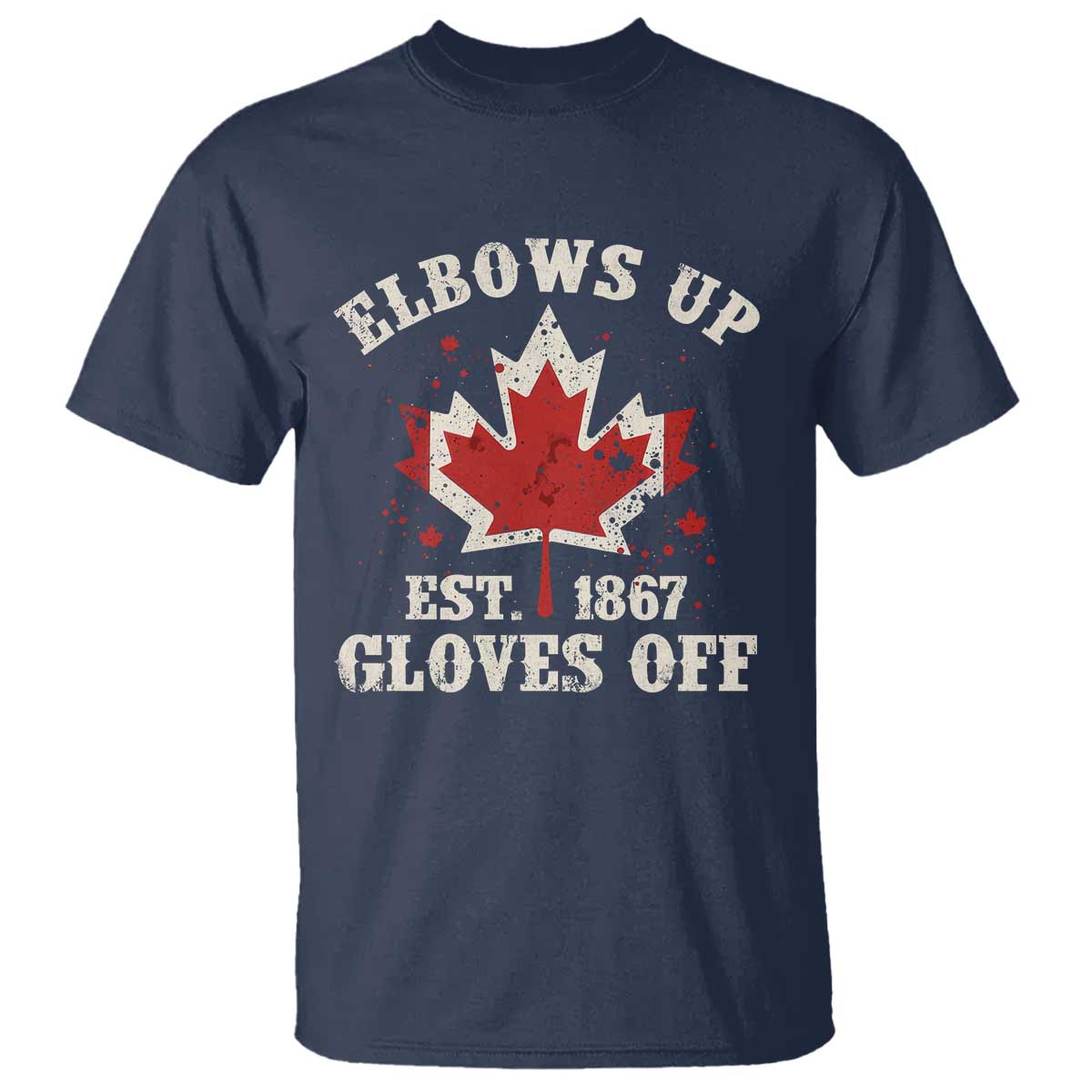 Elbows Up Canada EST 1867 T Shirt Proud Canadian Maple Leaf TS11 Navy Print Your Wear