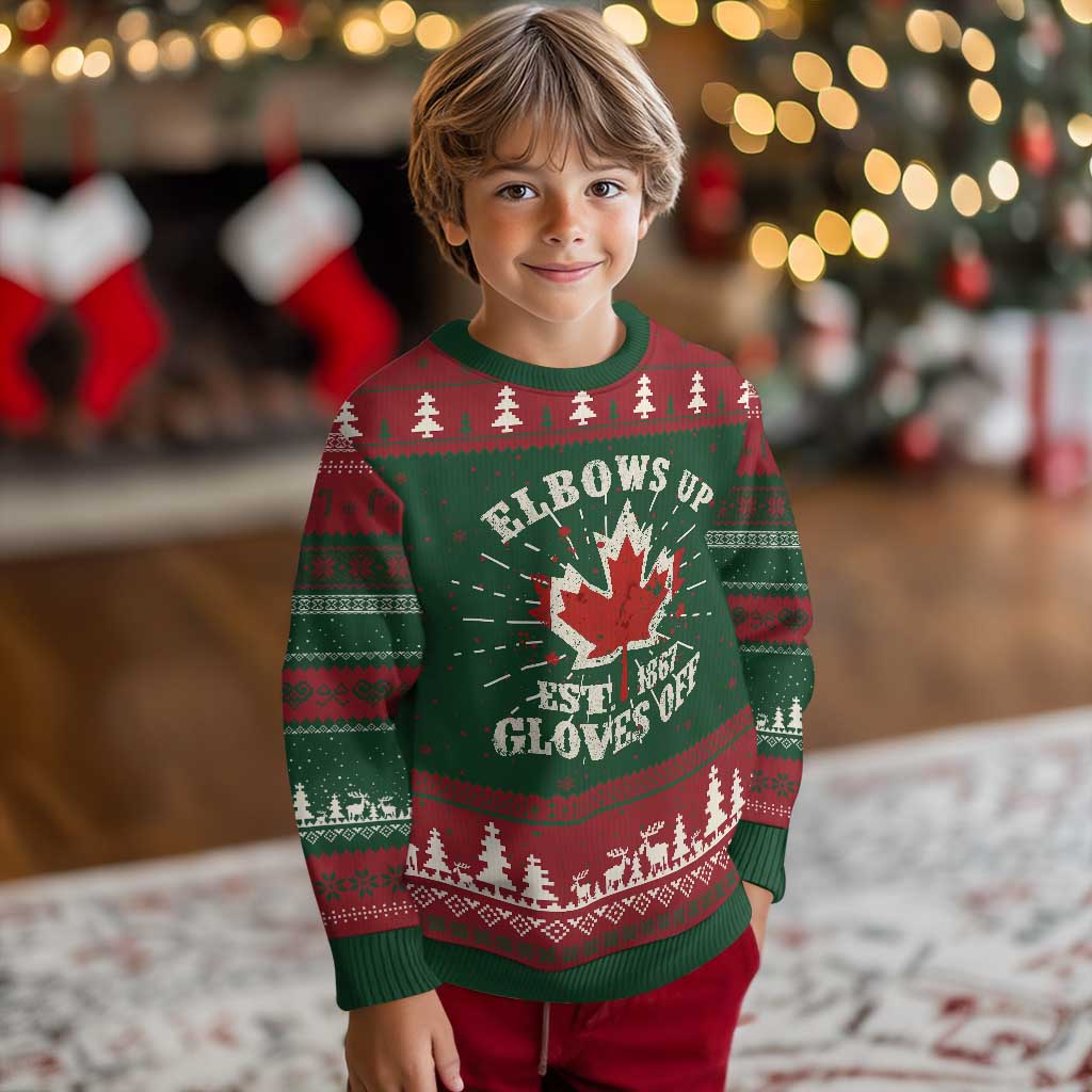 Elbows Up Canada EST 1867 Knit Sweatshirt Proud Canadian Maple Leaf TS11 Christmas Print Your Wear