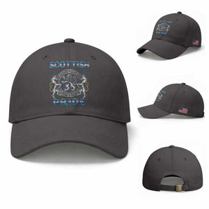 Scottish Pride Baseball Cap Lion Rampant Unicorns Scottish Flag TS11 Baseball Cap Universal Fit Dark Gray Print Your Wear