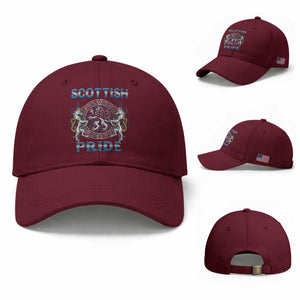 Scottish Pride Baseball Cap Lion Rampant Unicorns Scottish Flag TS11 Baseball Cap Universal Fit Maroon Print Your Wear