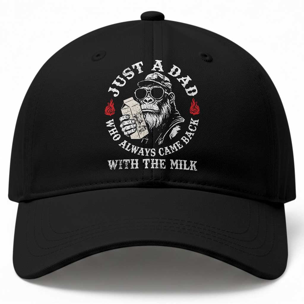 Just A Dad Who Always Came Back With The Milk Funny Bigfoot Father's Day Baseball Cap TS11 Print Your Wear