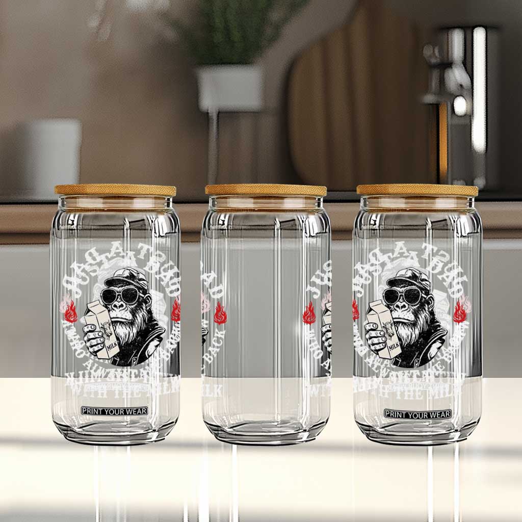 Just A Dad Who Always Came Back With The Milk Funny Bigfoot Father's Day Glass Can TS11 Print Your Wear
