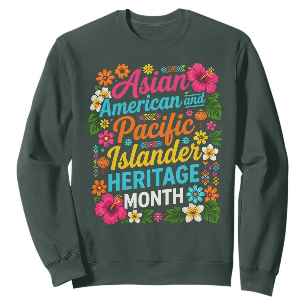 AAPI Asian American and Pacific Islander Heritage Month Sweatshirt TS11 Dark Forest Green Print Your Wear