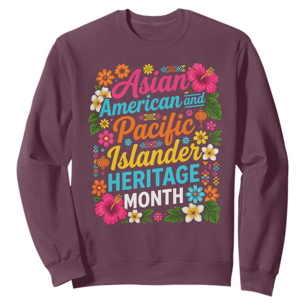 AAPI Asian American and Pacific Islander Heritage Month Sweatshirt TS11 Maroon Print Your Wear