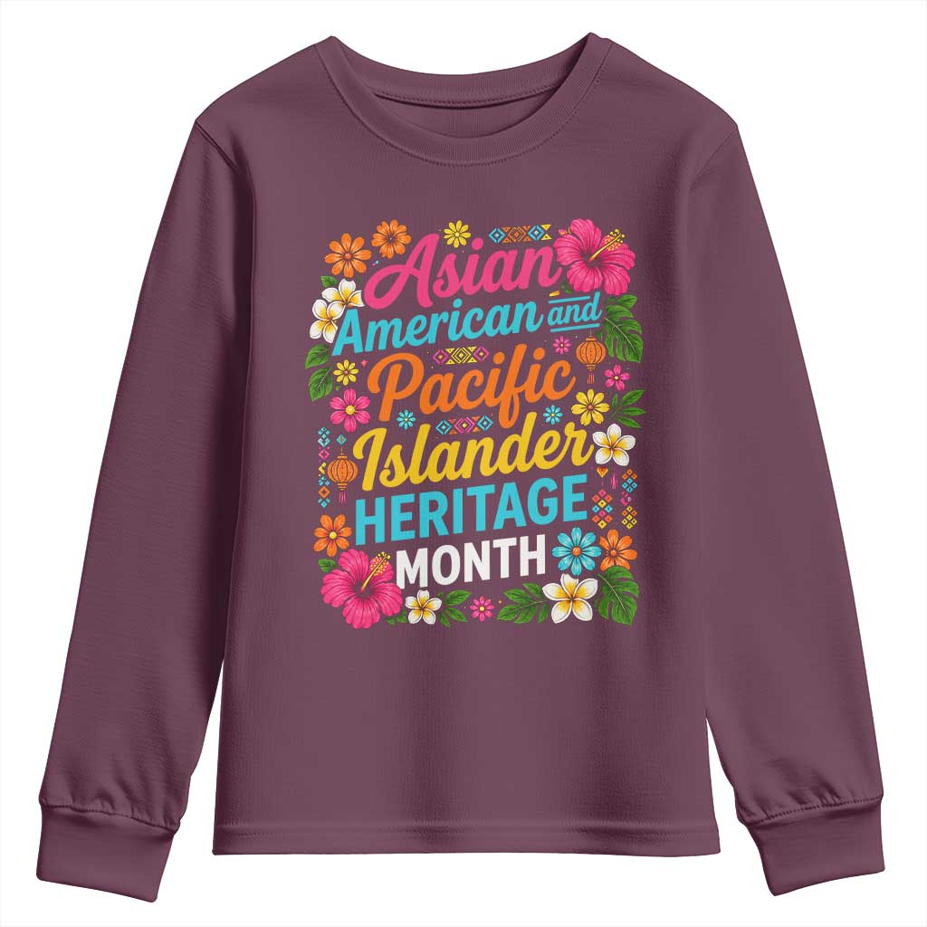 AAPI Asian American and Pacific Islander Heritage Month Youth Sweatshirt TS11 Maroon Print Your Wear