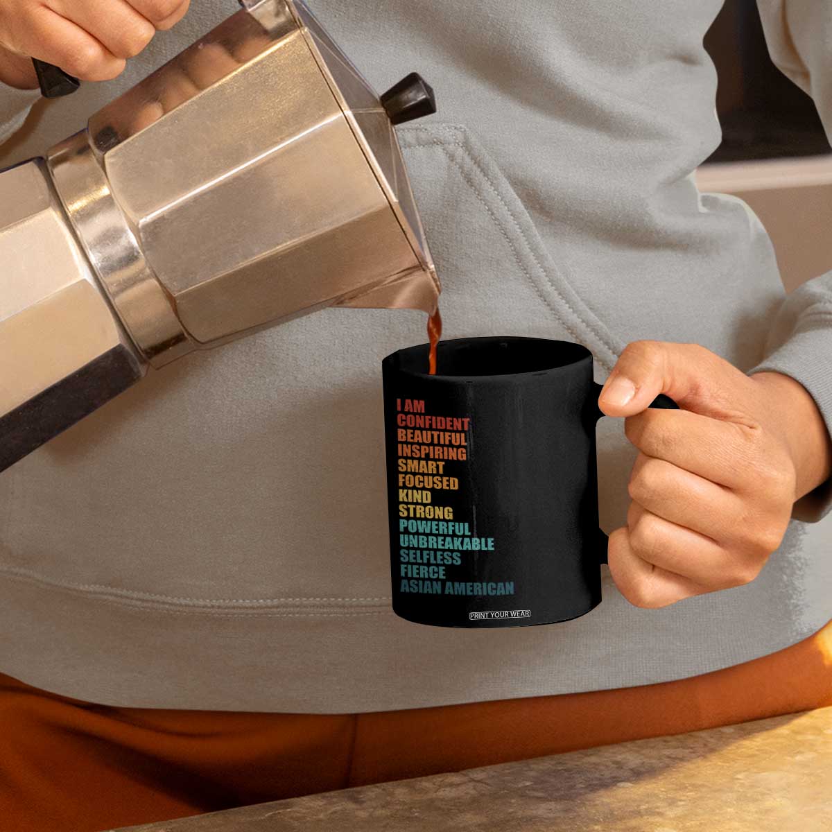 I Am Confident Beautiful Inspiring Asian American Coffee Mug AAPI Heritage Month TS11 Print Your Wear