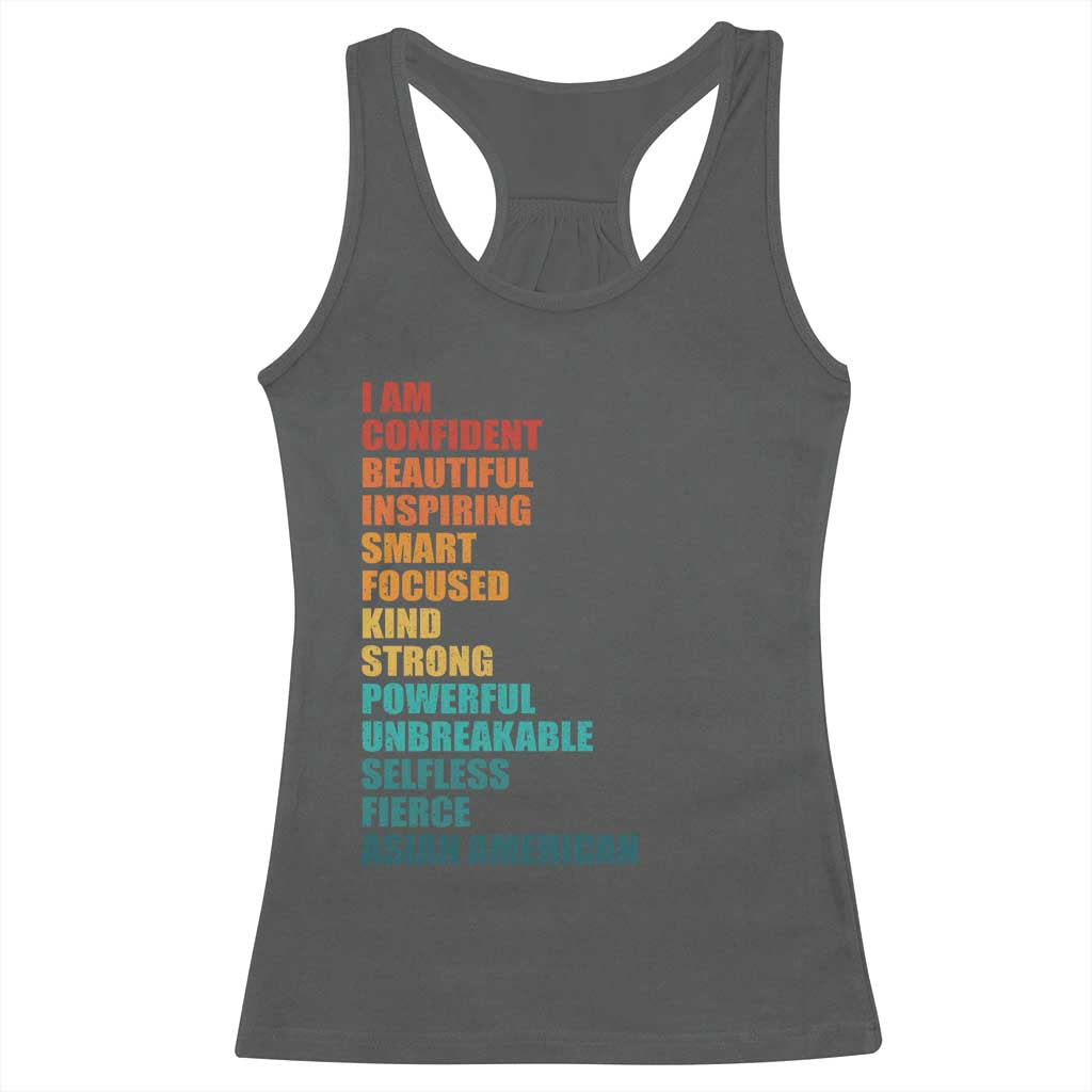 I Am Confident Beautiful Inspiring Asian American Racerback Tank Top AAPI Heritage Month TS11 Dark Heather Print Your Wear