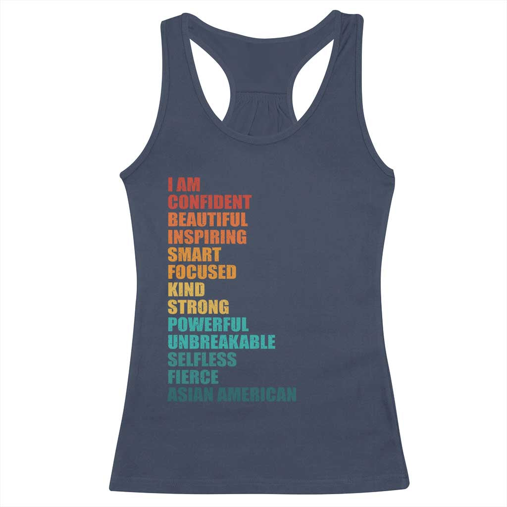 I Am Confident Beautiful Inspiring Asian American Racerback Tank Top AAPI Heritage Month TS11 Navy Print Your Wear