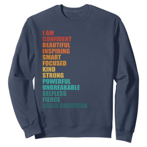 I Am Confident Beautiful Inspiring Asian American Sweatshirt AAPI Heritage Month TS11 Navy Print Your Wear