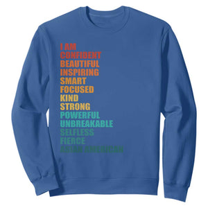 I Am Confident Beautiful Inspiring Asian American Sweatshirt AAPI Heritage Month TS11 Royal Blue Print Your Wear