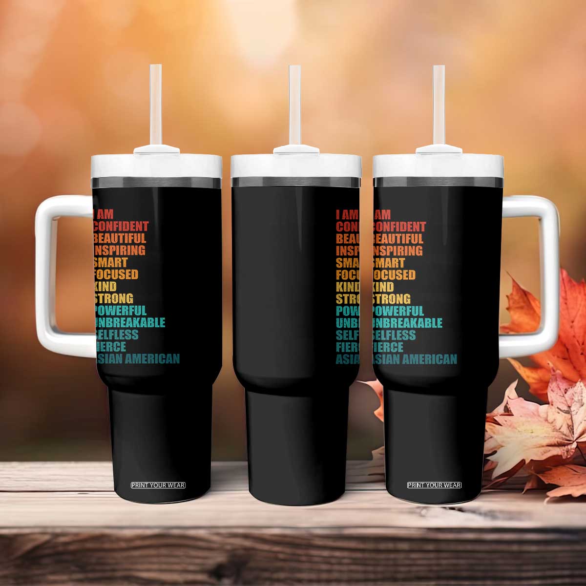 I Am Confident Beautiful Inspiring Asian American Tumbler With Handle AAPI Heritage Month TS11 Print Your Wear