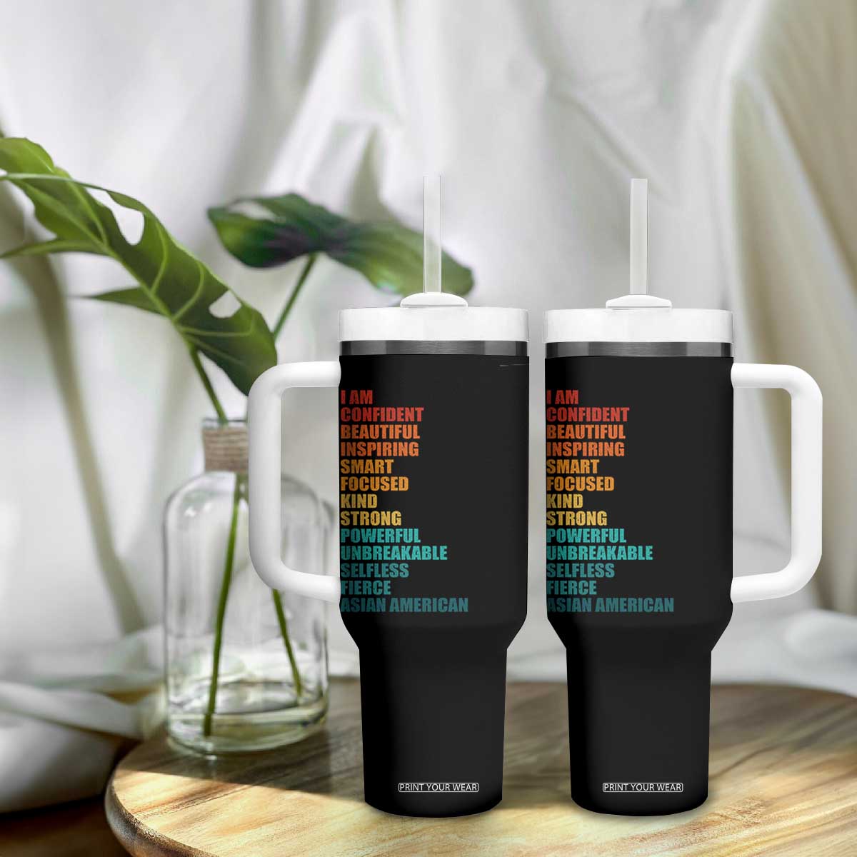 I Am Confident Beautiful Inspiring Asian American Tumbler With Handle AAPI Heritage Month TS11 Print Your Wear