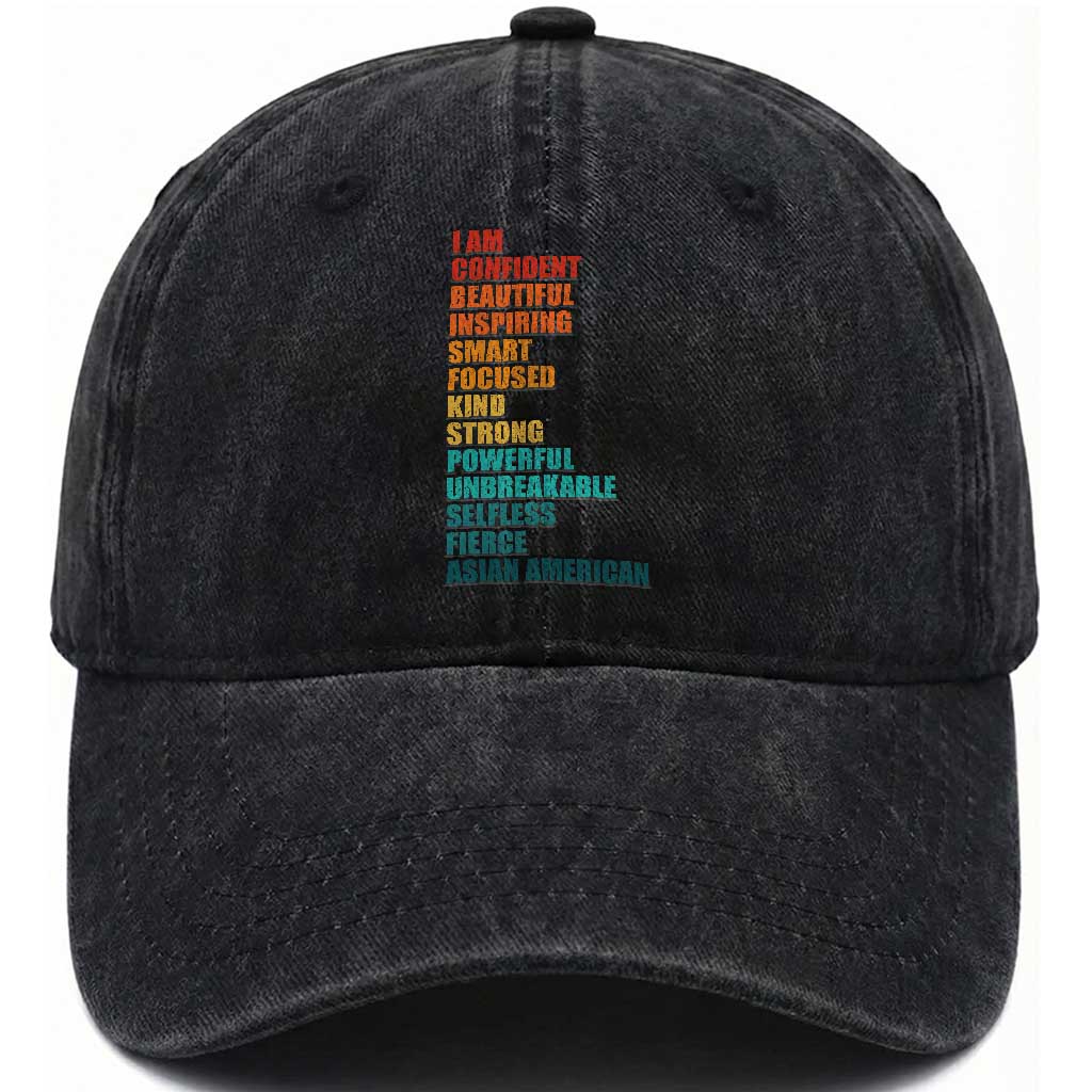 I Am Confident Beautiful Inspiring Asian American Washed Cotton Baseball Cap AAPI Heritage Month TS11 Print Your Wear