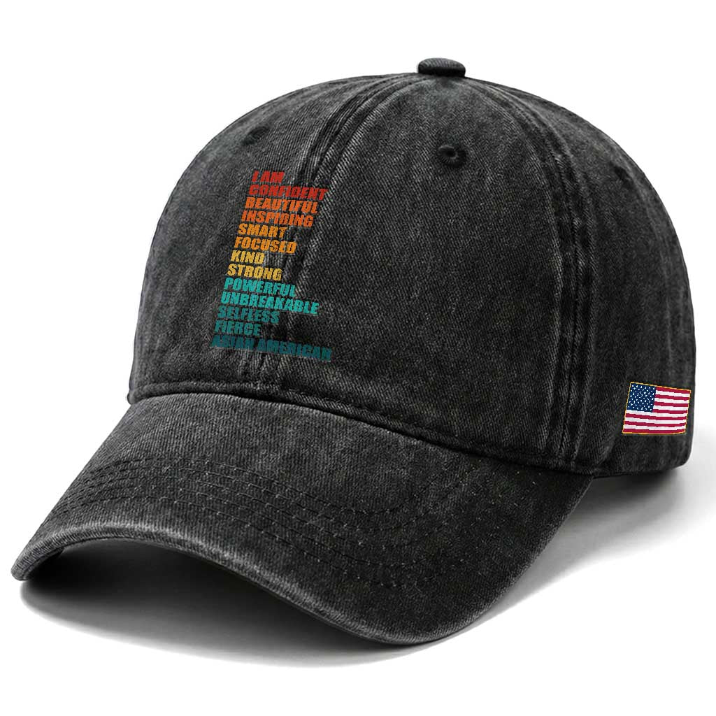 I Am Confident Beautiful Inspiring Asian American Washed Cotton Baseball Cap AAPI Heritage Month TS11 Print Your Wear