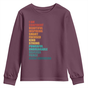 I Am Confident Beautiful Inspiring Asian American Youth Sweatshirt AAPI Heritage Month TS11 Maroon Print Your Wear
