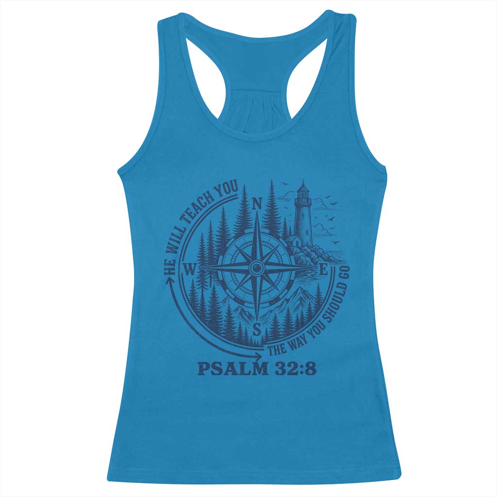 Christian Camping Racerback Tank Top He Will Teach You The Way You Should Go TS11 Sapphire Print Your Wear